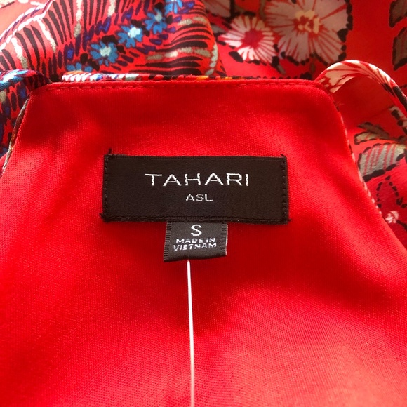 NWT Tahari Size Small Persimmon/ multi-color halter-back dress w/ pockets - Picture 9 of 11